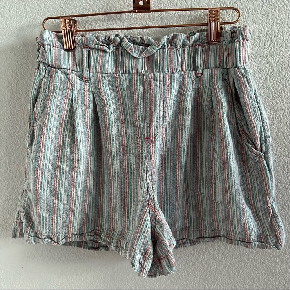 American Eagle Striped Pull On Paperbag Shorts Colorful Small